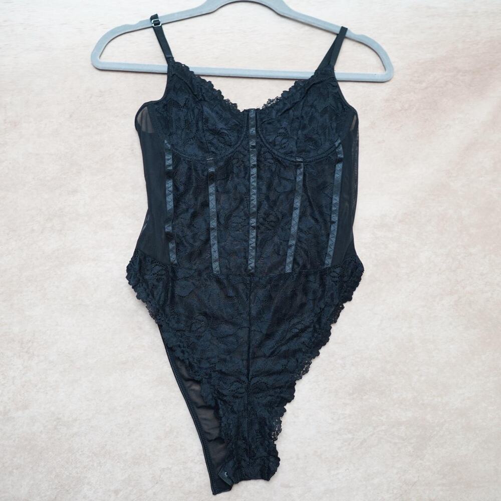 Black Lace Corset Bodysuit Est Small